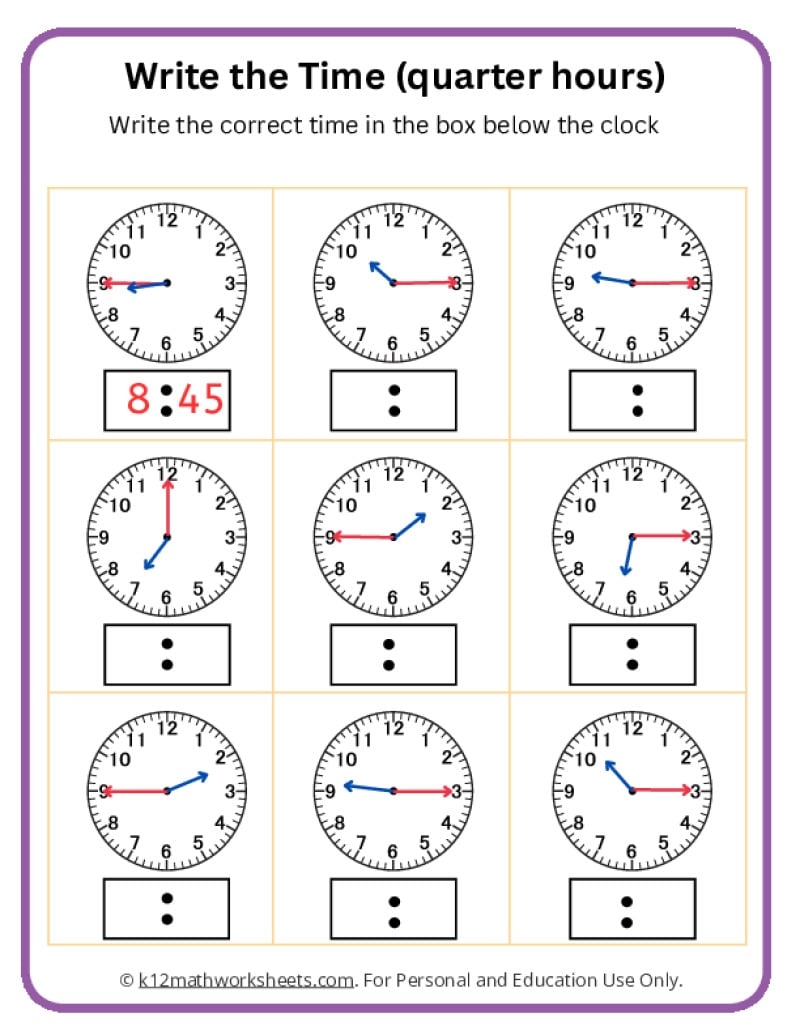 Telling Time Worksheets Telling Time Worksheets