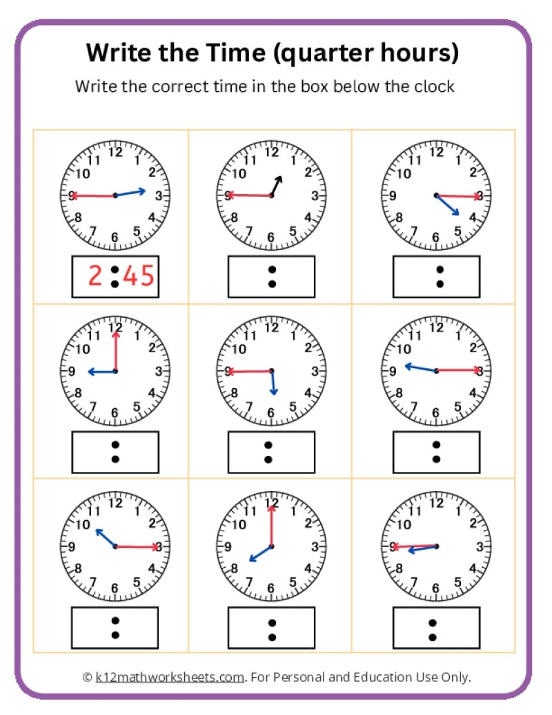 Telling Time Worksheets Grade 2