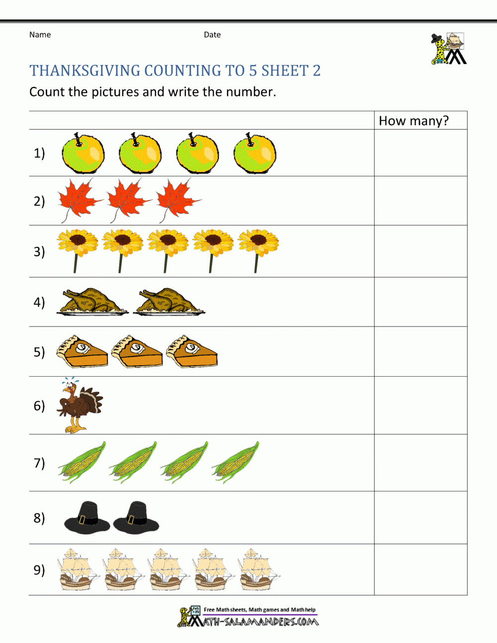 thanksgiving math worksheets free printable
