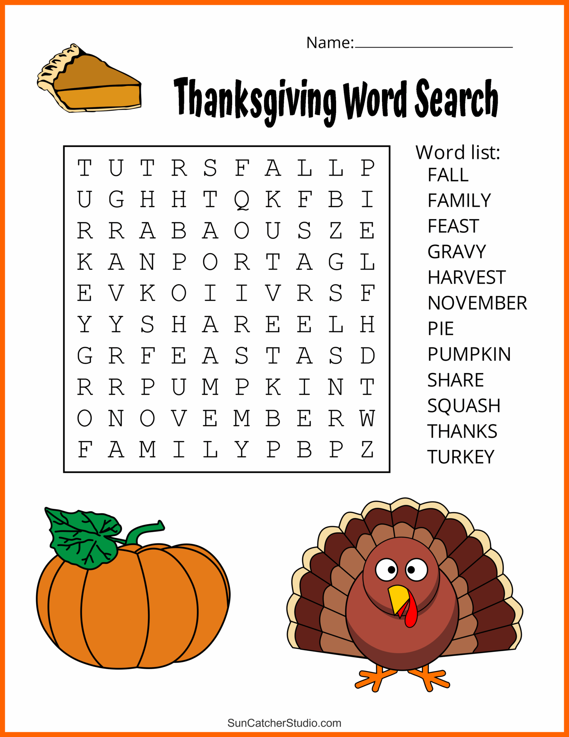 Thanksgiving Word Search Puzzles Printable