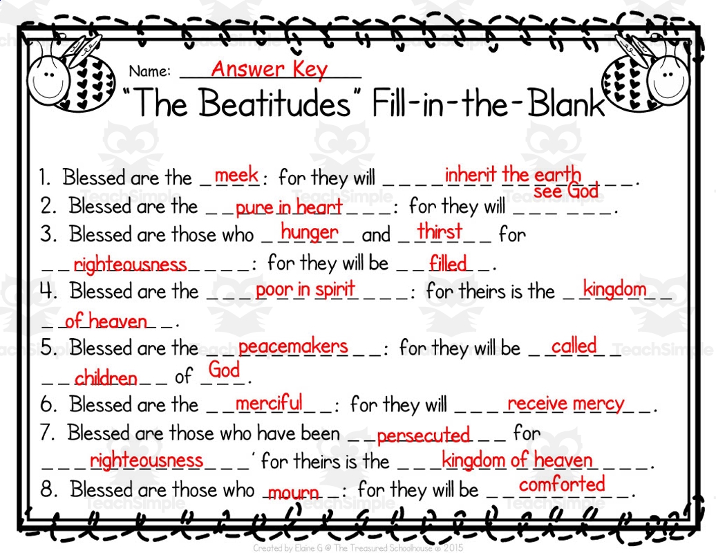 The Beatitudes Matching Cards Worksheets Catholic Version By Teach Simple