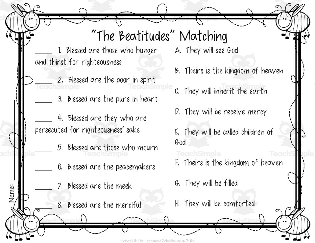 Free Printable Beatitudes Worksheet Pdf