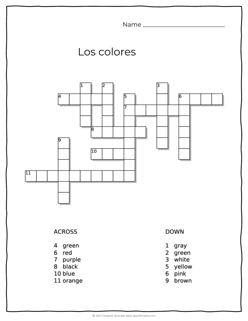 free printable spanish worksheets