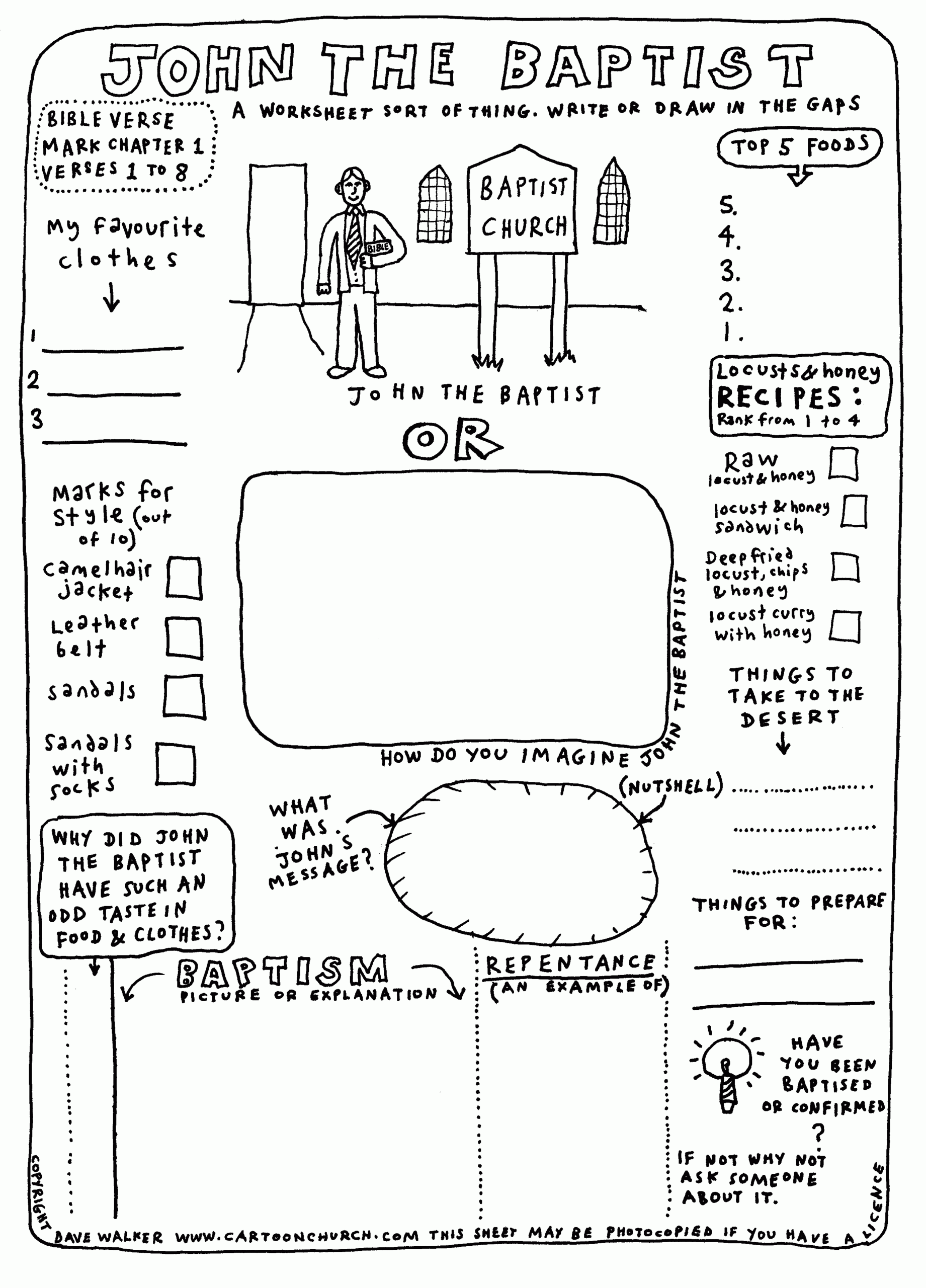 The River Of Life John The Baptist Worksheet The River Of Life John The Baptist Worksheet