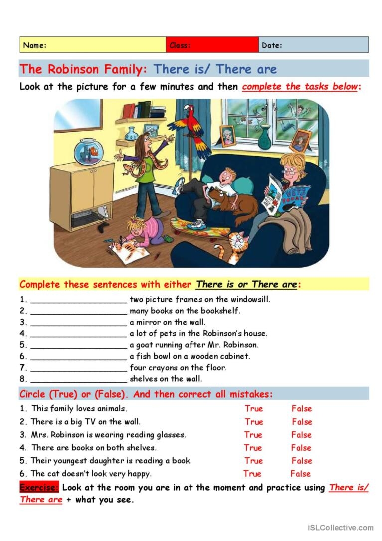 The Robinson Family There Is There English ESL Worksheets Pdf Doc The Robinson Family There Is There English ESL Worksheets Pdf Doc