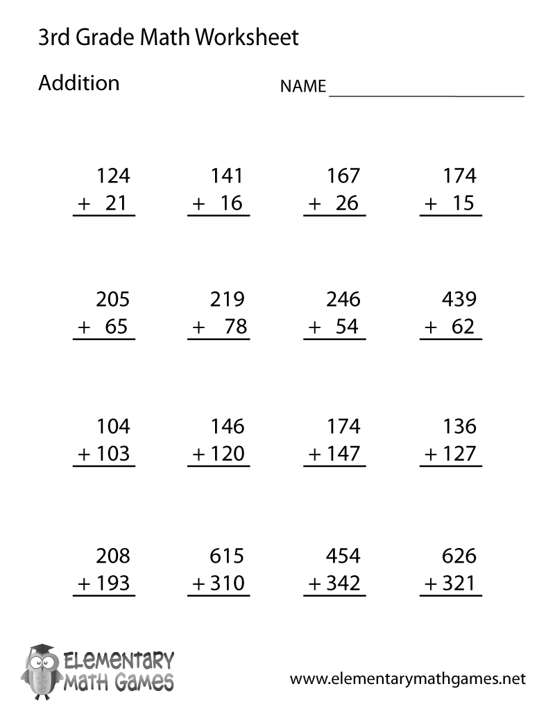 3rd Grade Math Worksheets Printable