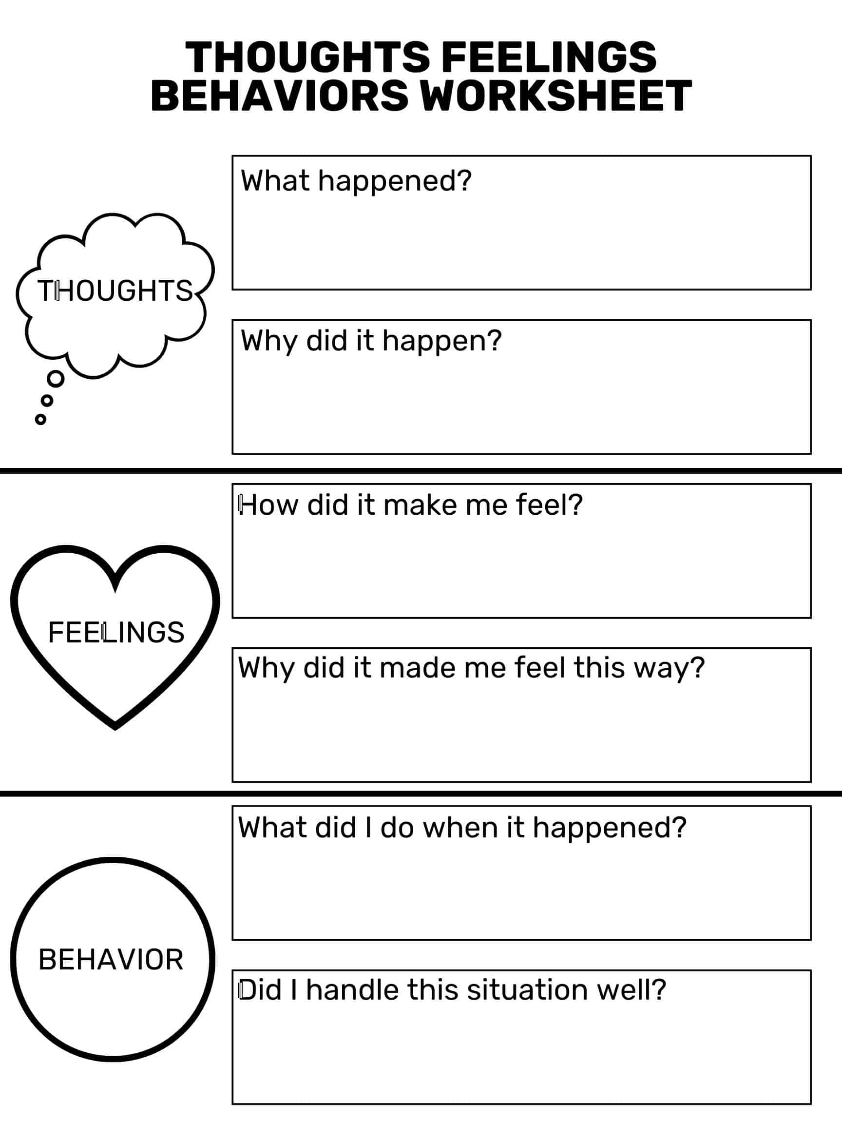 Free Printable Behavior Worksheets