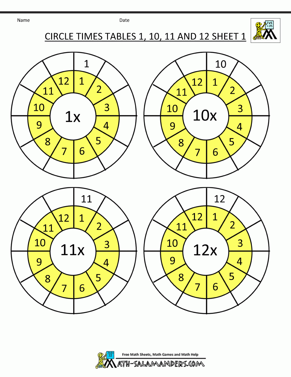 Times Table Worksheet Circles 1 To 12 Times Tables Times Table Worksheet Circles 1 To 12 Times Tables