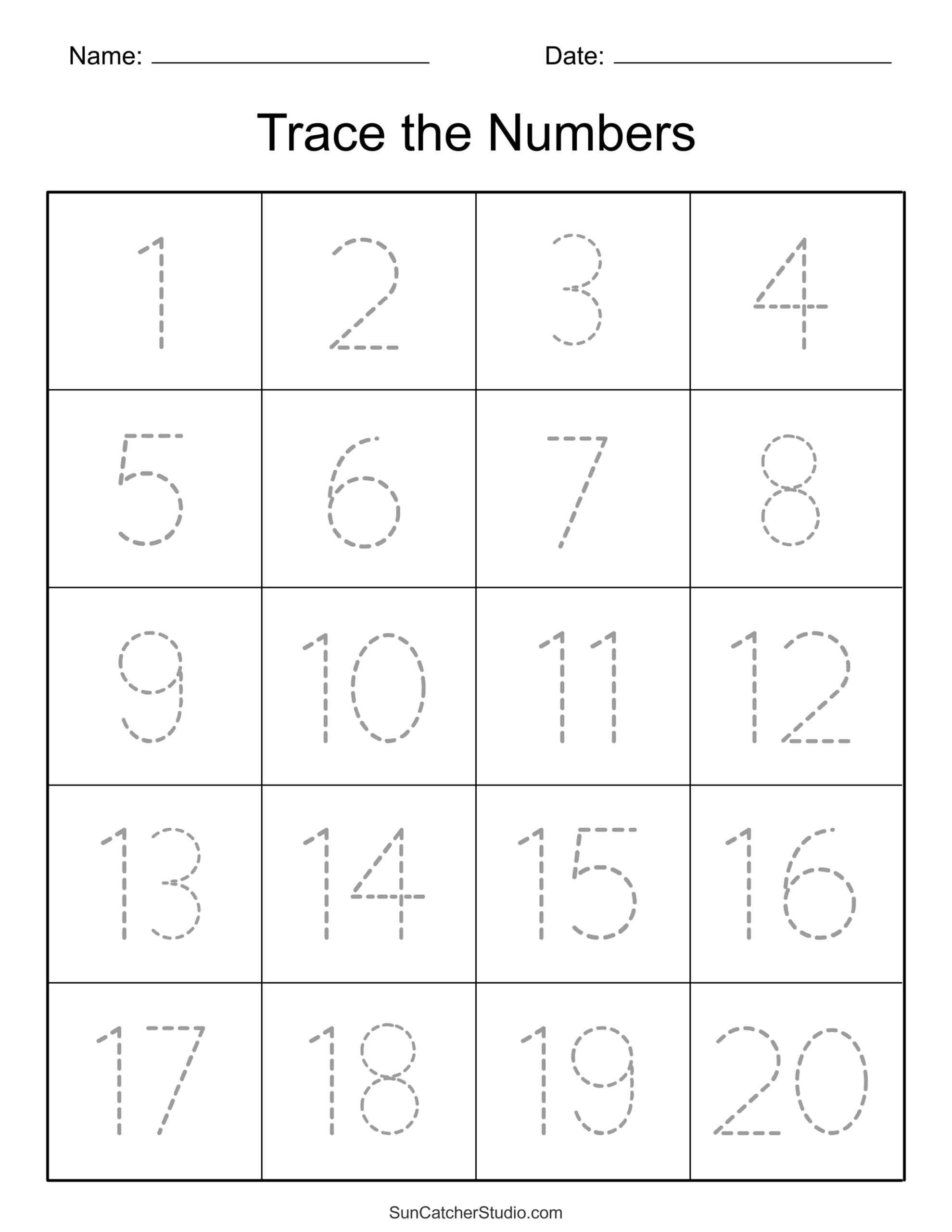Free Printable Number Tracing Worksheets