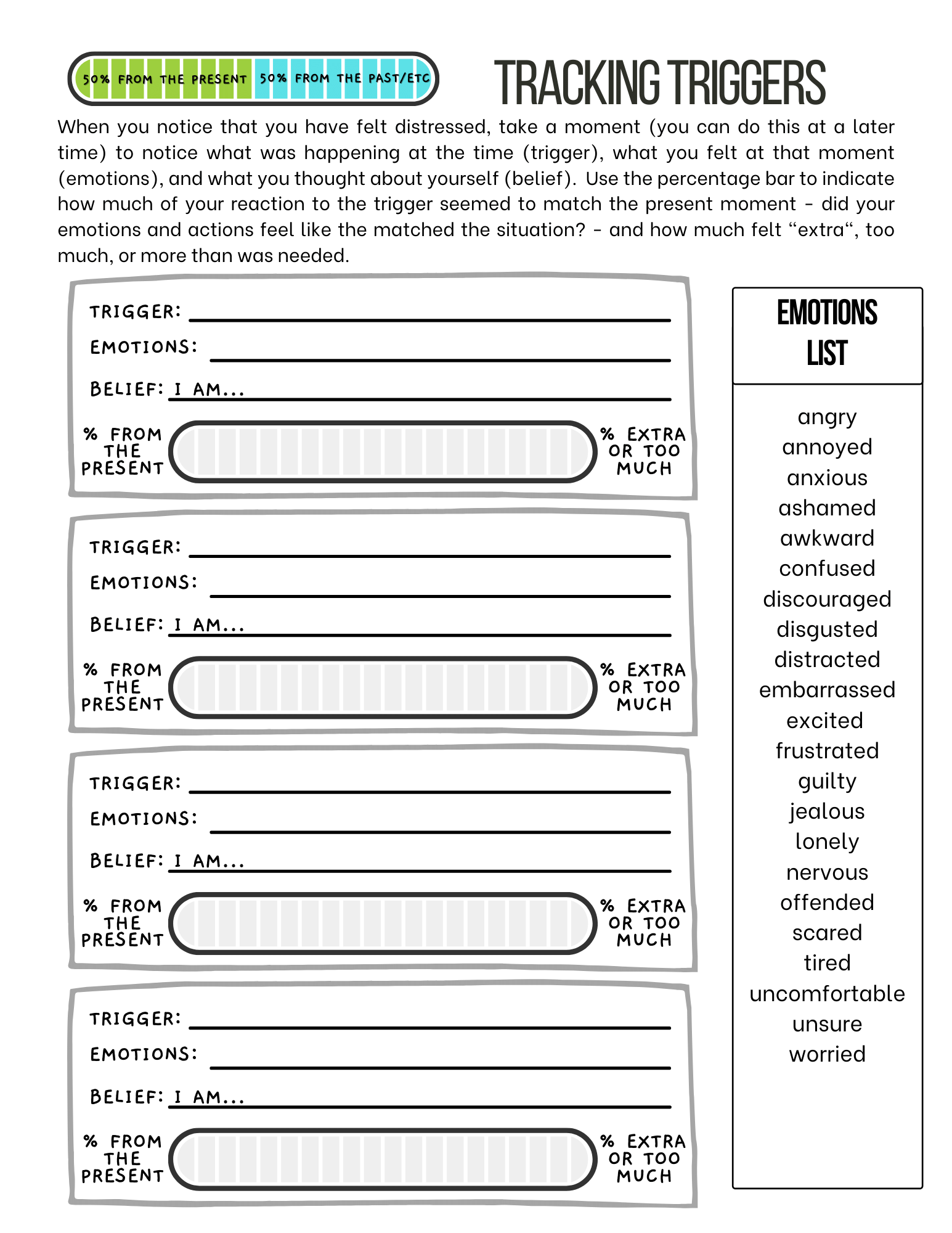 Tracking Triggers Worksheet Hope Roots Worksheets Library