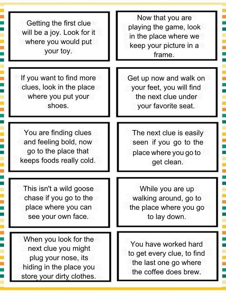 Treasure Hunt Clues For Kids