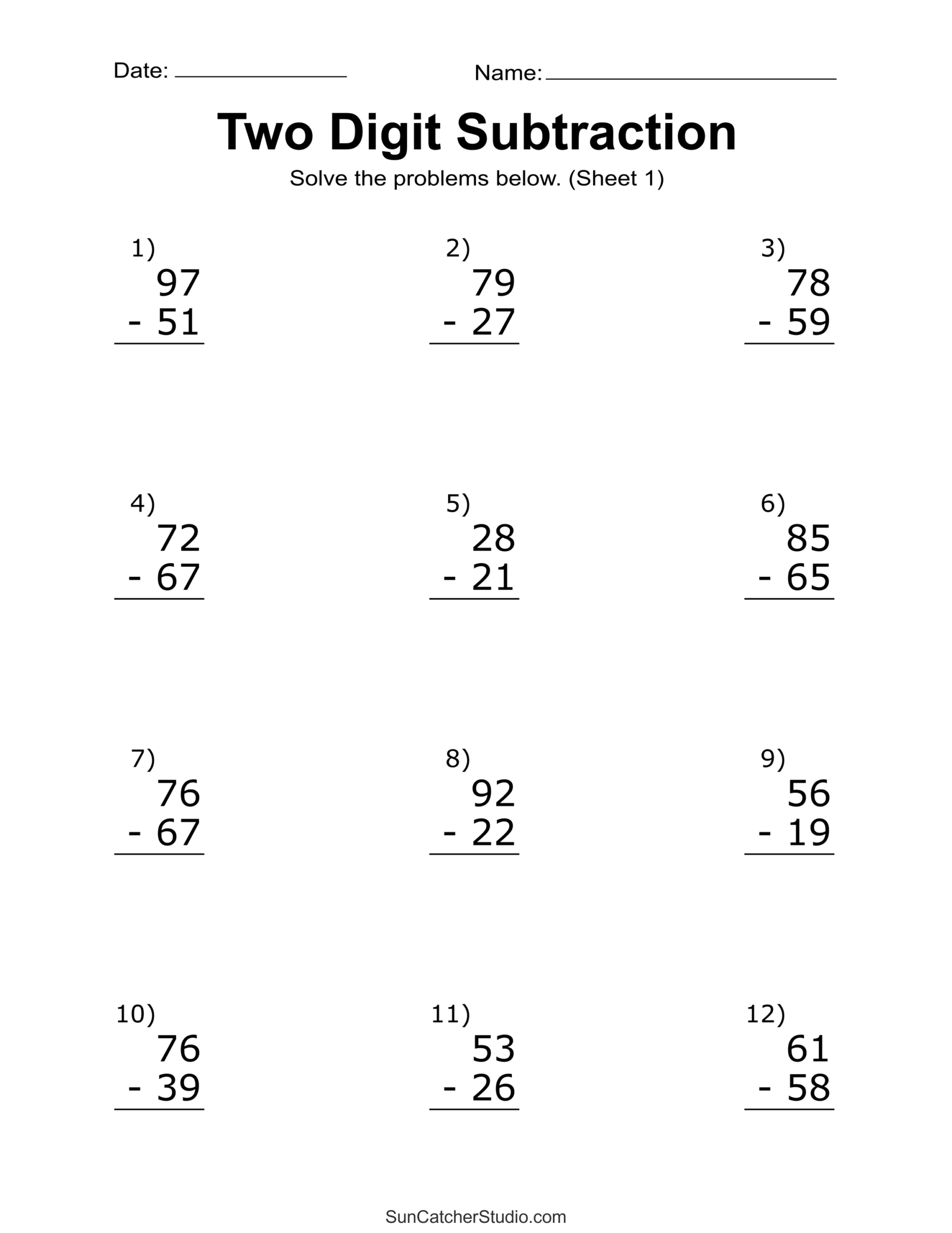 Two Digit Subtraction Worksheets Printable Math Drills Free Printables Monograms Design Tools Patterns DIY Projects Two Digit Subtraction Worksheets Printable Math Drills Free Printables Monograms Design Tools Patterns DIY Projects