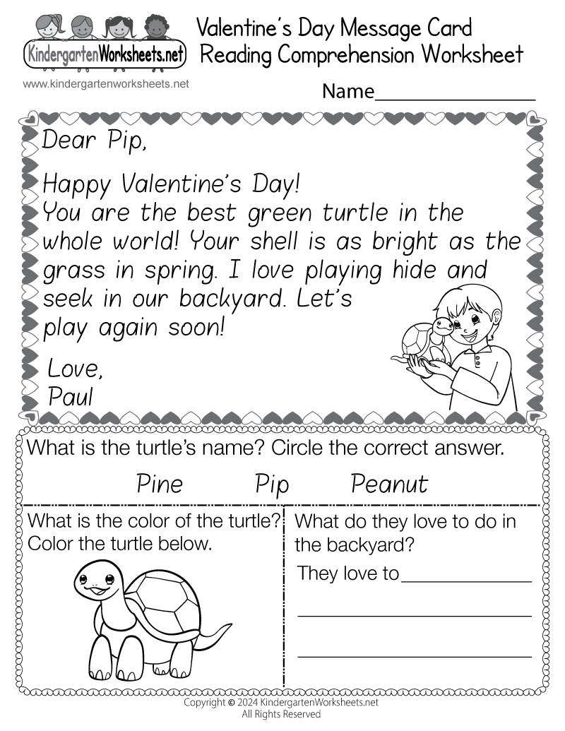 Valentine s Day Reading Comprehension Worksheet Free Printable Digital PDF