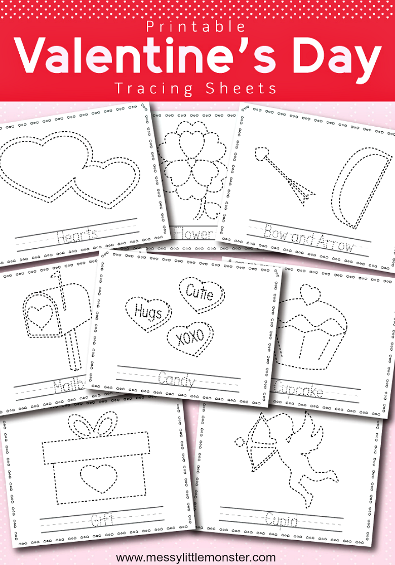 Valentines Day Printable Tracing Activity Messy Little Monster