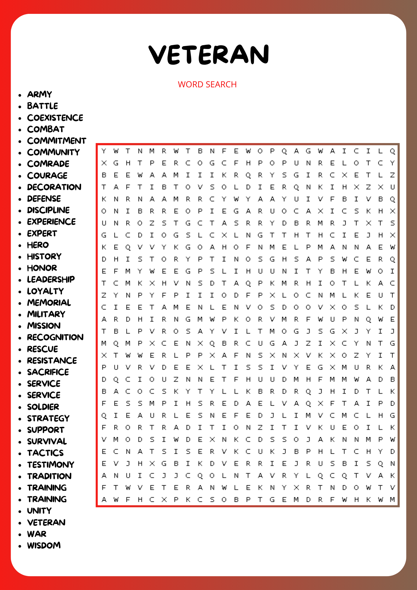 VETERAN DAY WORD SEARCH PUZZLE WORKSHEET ACTIVITY Made By Teachers VETERAN DAY WORD SEARCH PUZZLE WORKSHEET ACTIVITY Made By Teachers