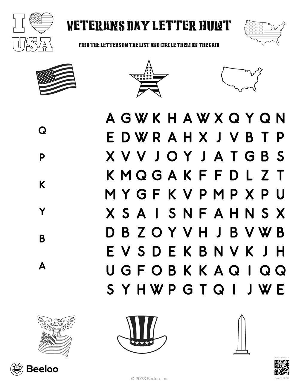 Veterans Day Word Search Puzzle