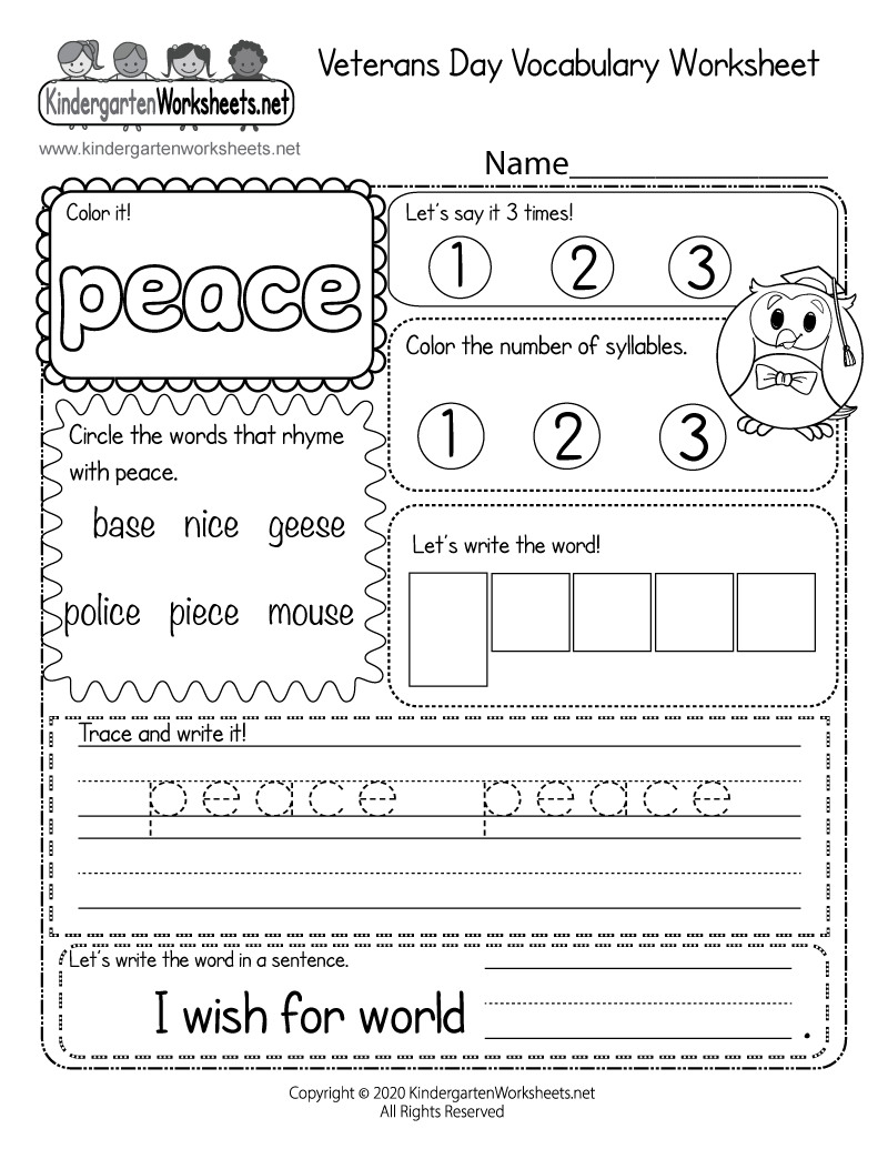 Free Printable Veterans Day Worksheets