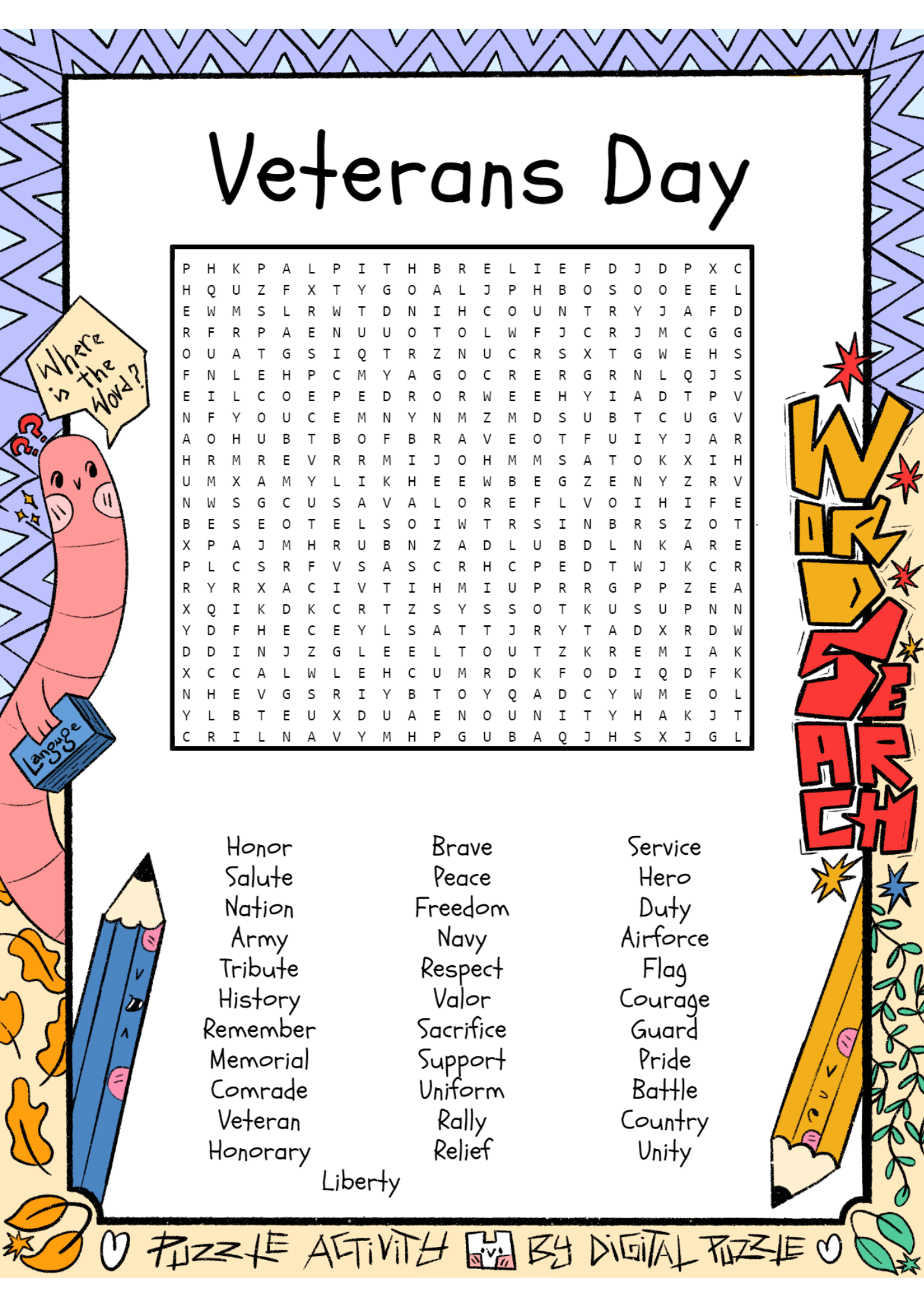 Veterans Day Word Search Puzzle Worksheet Activity Made By Teachers Veterans Day Word Search Puzzle Worksheet Activity Made By Teachers