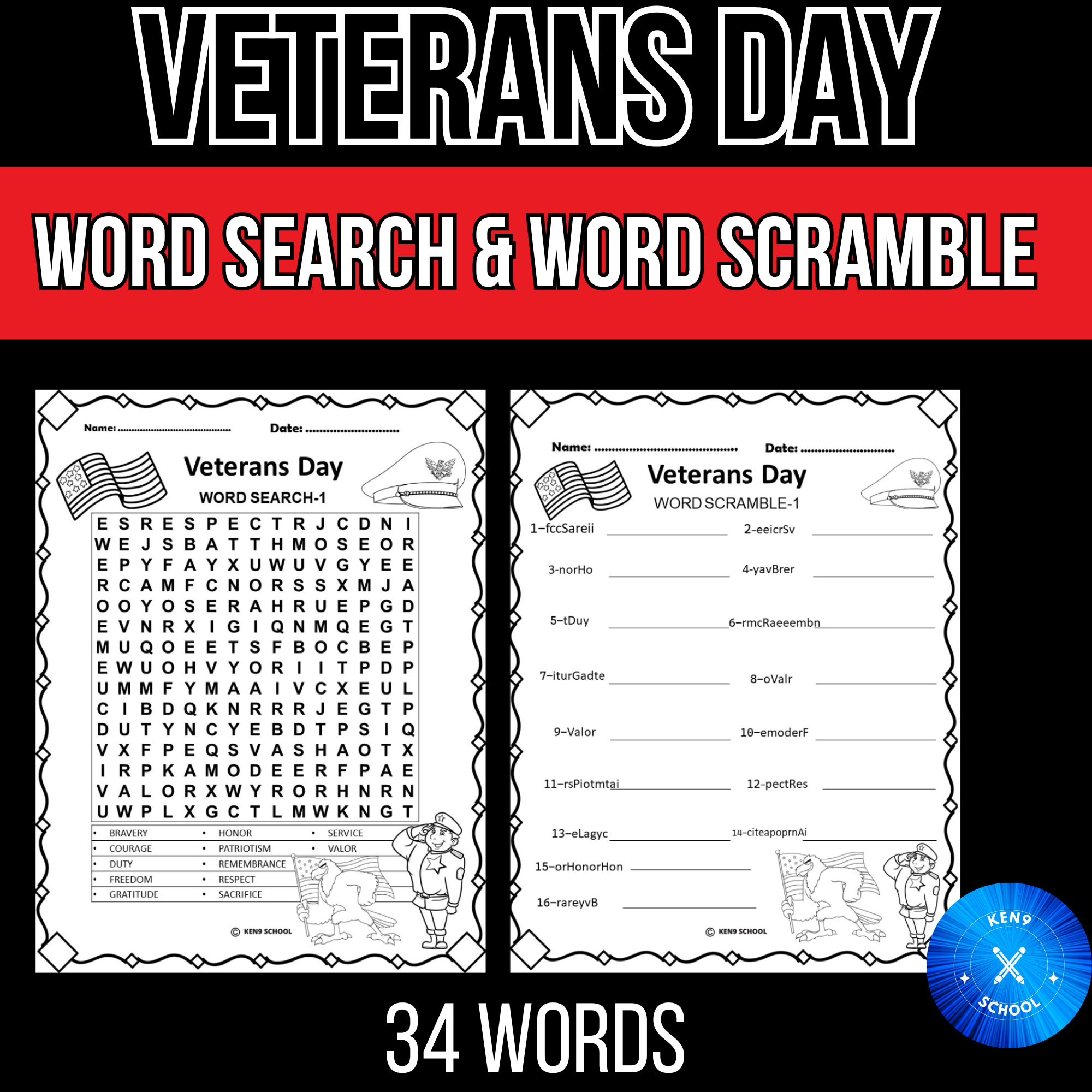 veterans day word puzzles