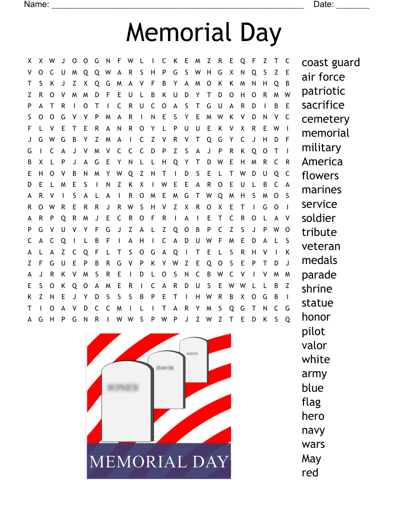 Veterans Day Word Search WordMint