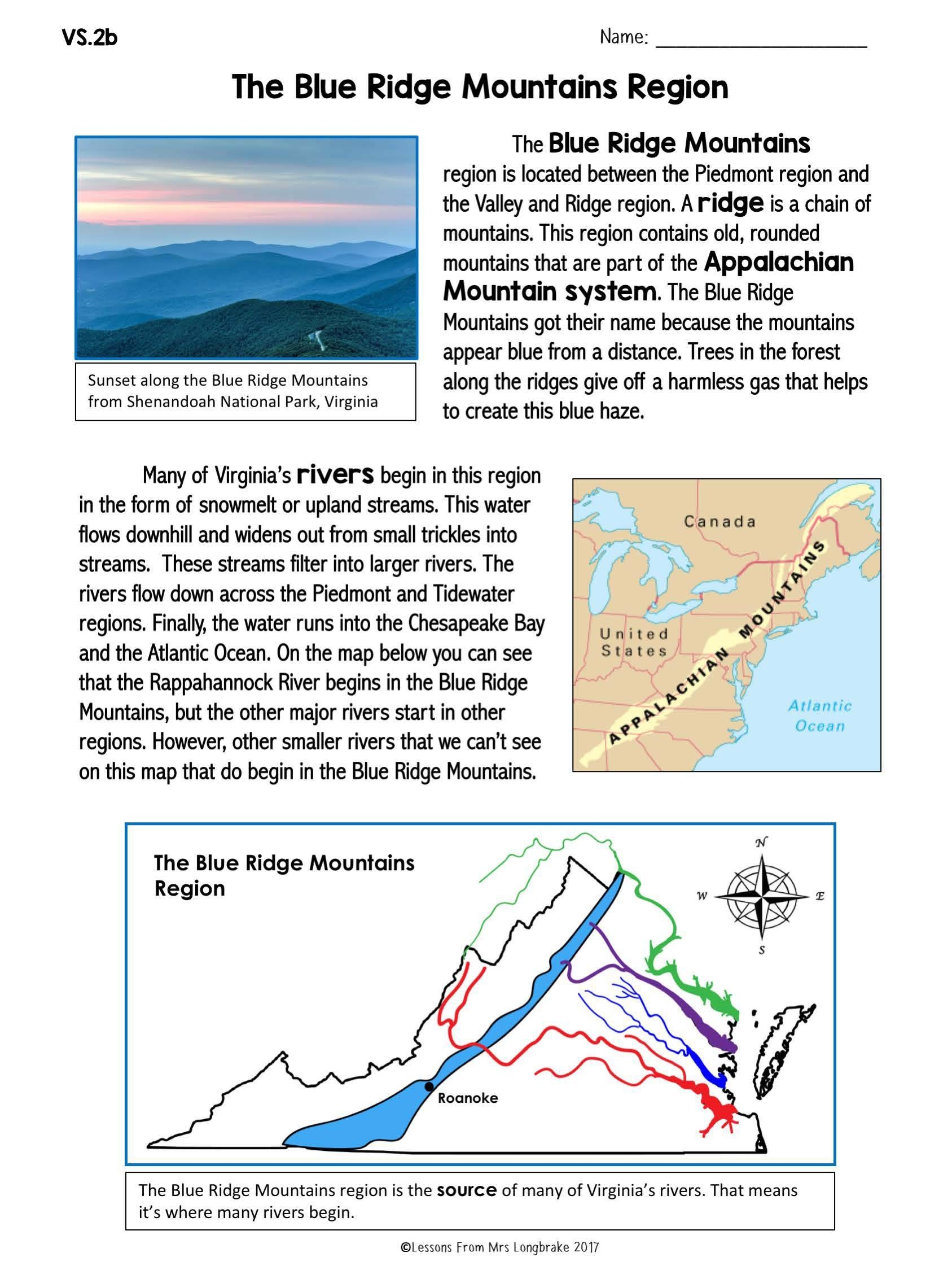 Virginia Studies VS 2b Blue Ridge Mountains Region Reading And Review Virginia Studies VS 2b Blue Ridge Mountains Region Reading And Review