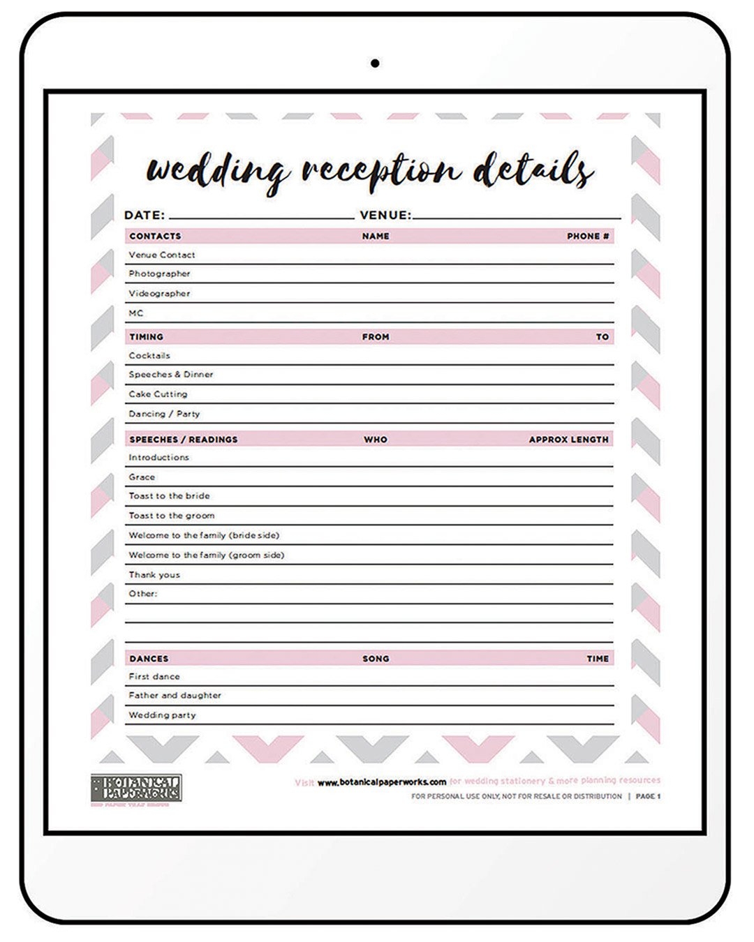 Printout Free Printable Wedding Planner Worksheets