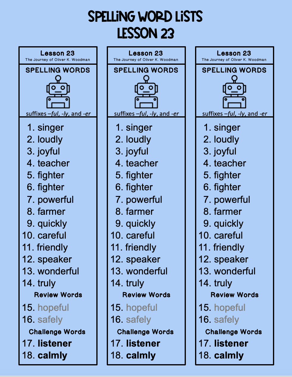 grade 3 spelling words
