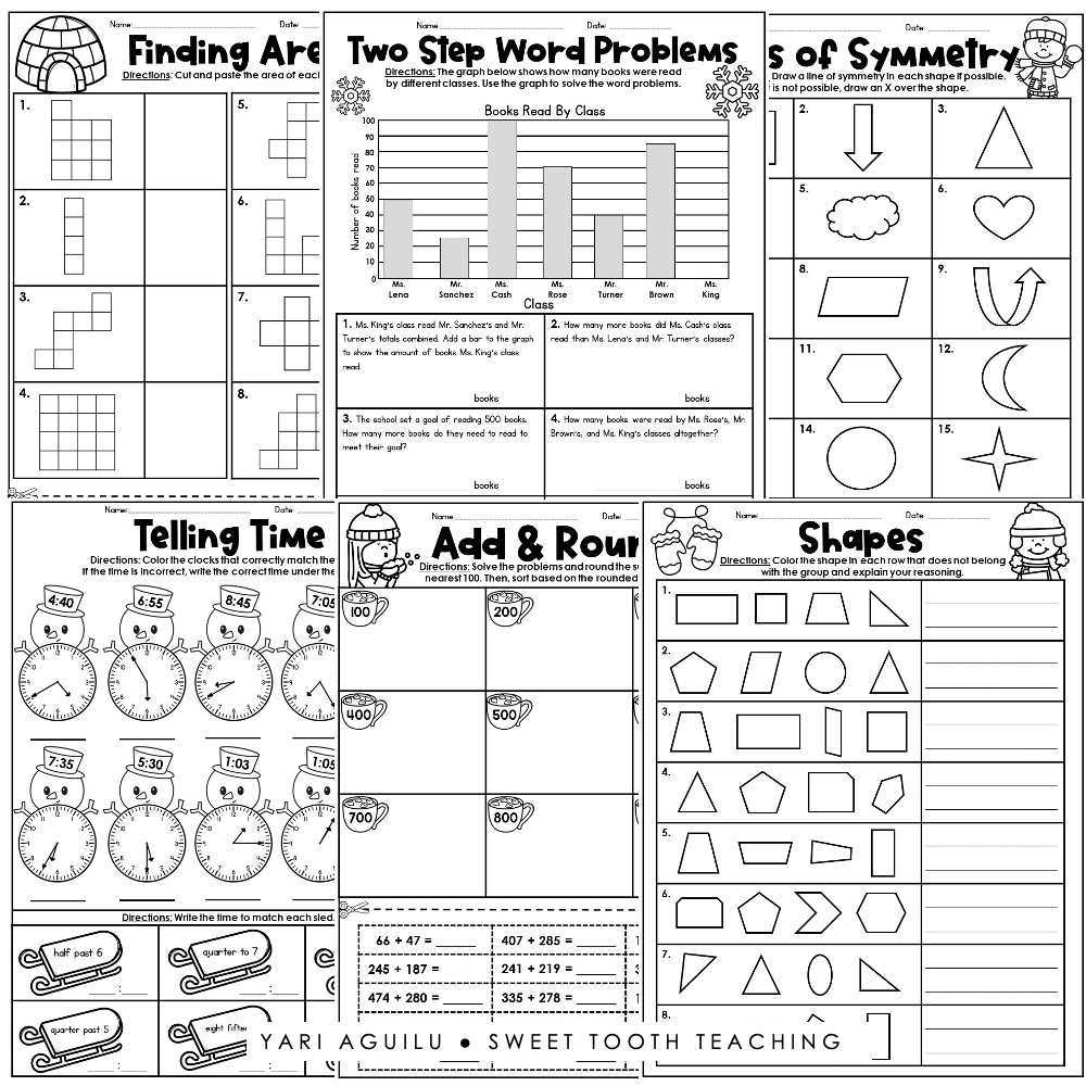 Winter 3rd Grade Fast Finishers Review Worksheets Math ELA Winter 3rd Grade Fast Finishers Review Worksheets Math ELA