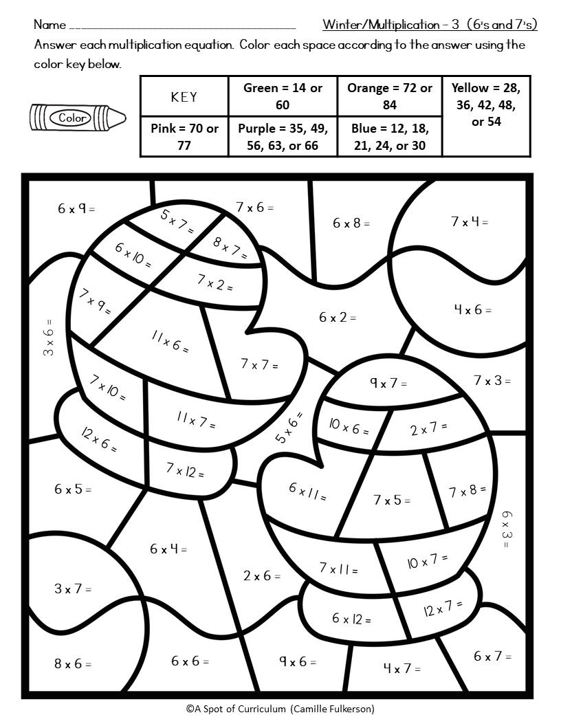 Winter Coloring Pages Multiplication Color By Number Classful