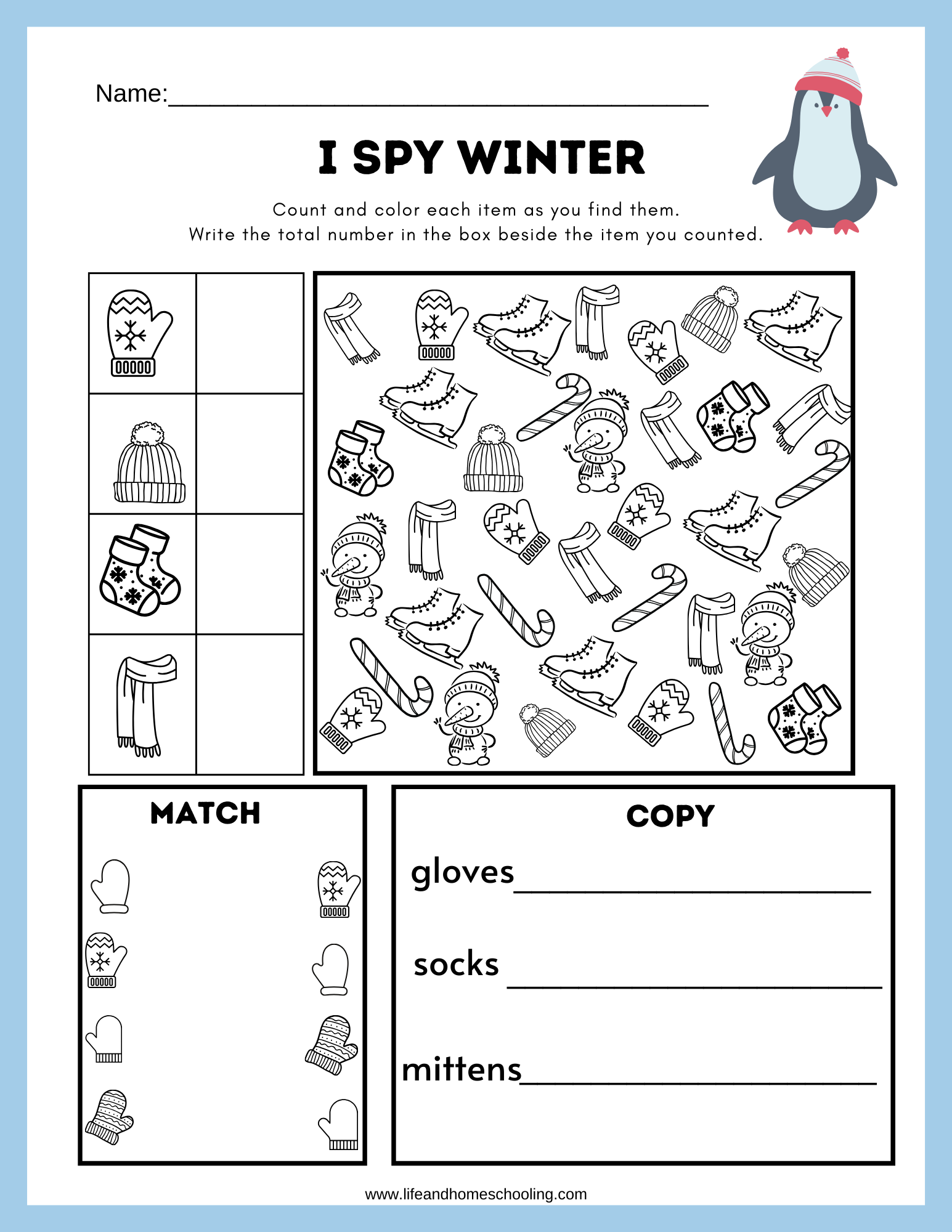 winter activities printable worksheets