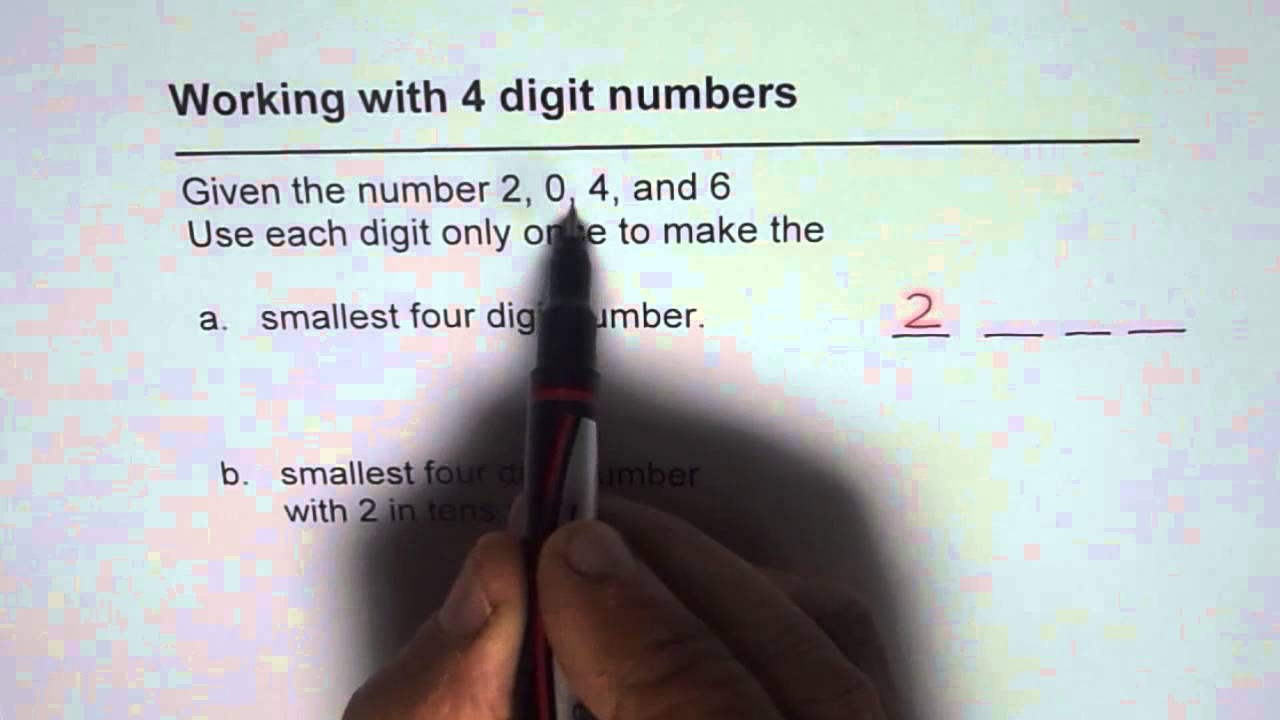 Write Smallest Four Digit Number From Given 4 Digits Junior Math Challenge YouTube