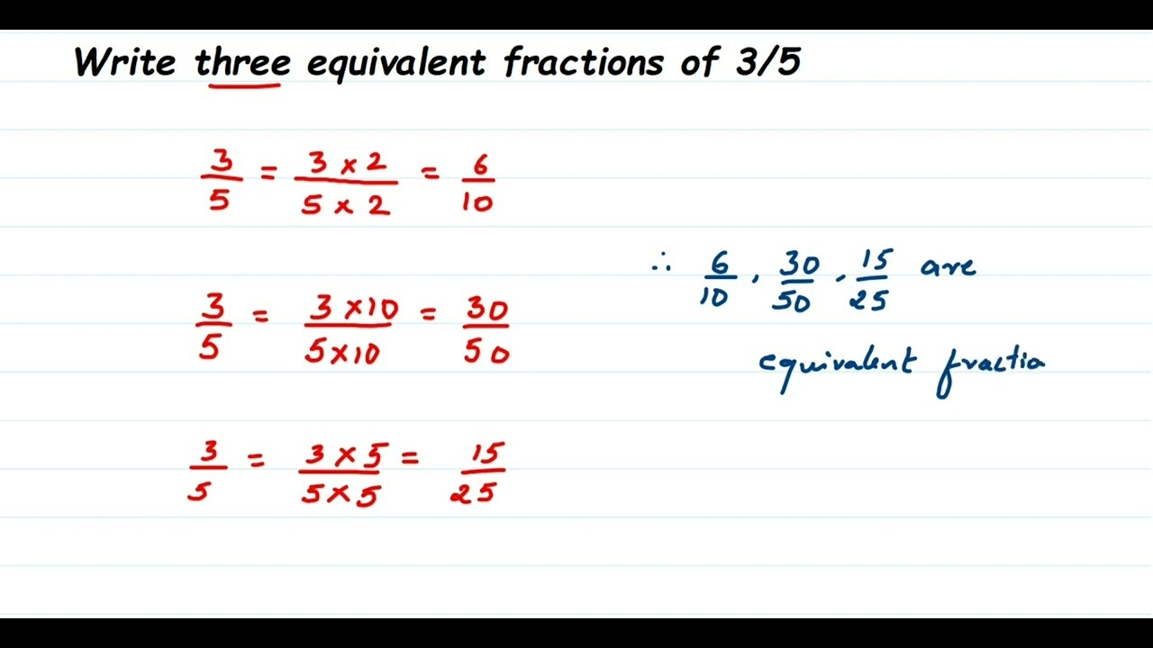 3 Equivalent Fractions For 3/5