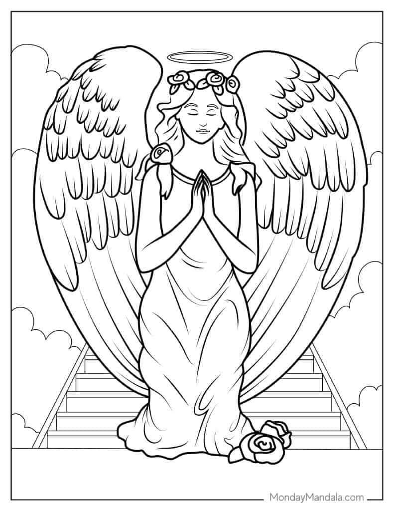coloring page of an angel
