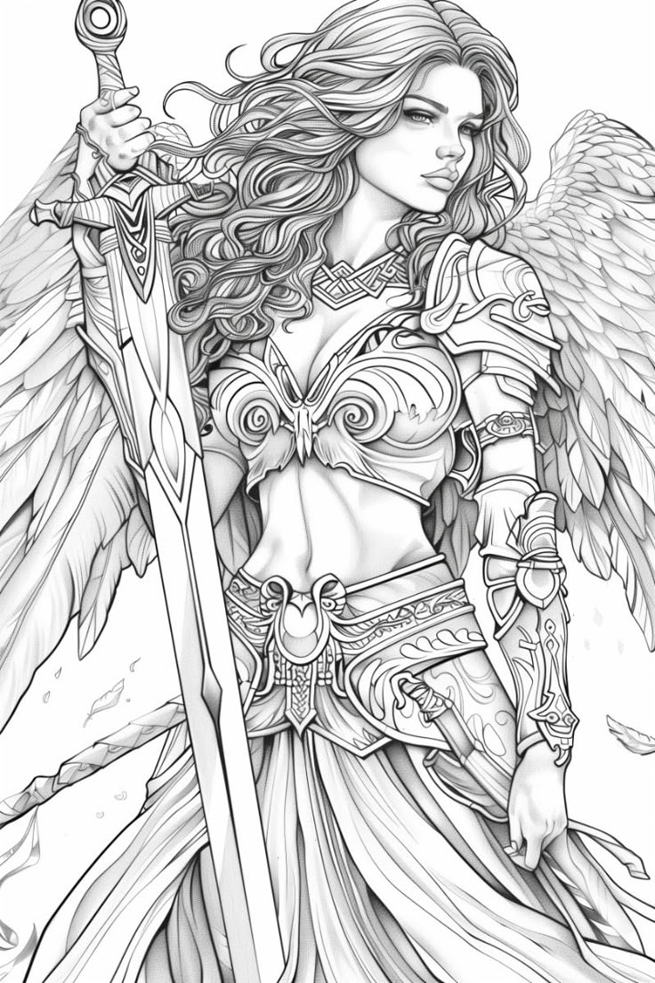 Angel Warrior Coloring Pages For Adults Free Printable Angel Warrior Coloring Pages For Adults Free Printable