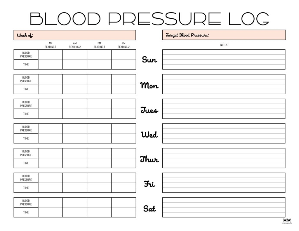 Blood Pressure Logs 25 FREE Printables Printabulls Blood Pressure Logs 25 FREE Printables Printabulls