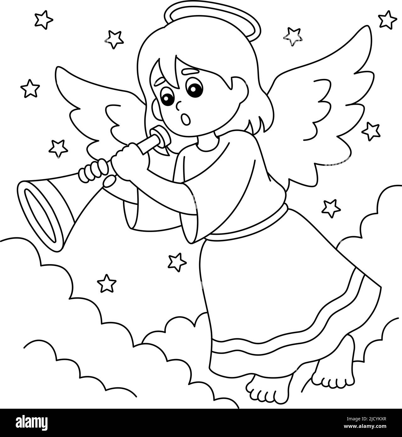 Christmas Angel Coloring Page For Kids Stock Vector Image Art Alamy Christmas Angel Coloring Page For Kids Stock Vector Image Art Alamy
