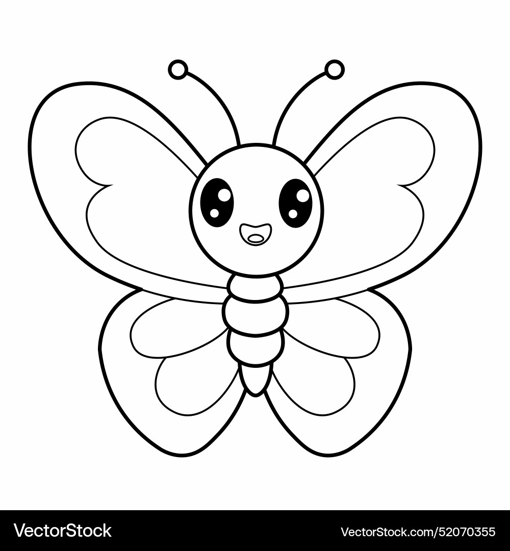 Coloring Page With Butterfly For Kids Outline Royalty Free Vector VectorStock Coloring Page With Butterfly For Kids Outline Royalty Free Vector VectorStock
