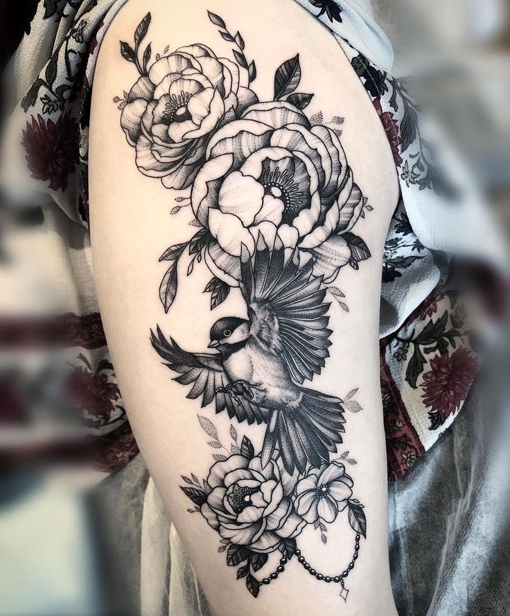 bird on flower tattoo bird on flower tattoo