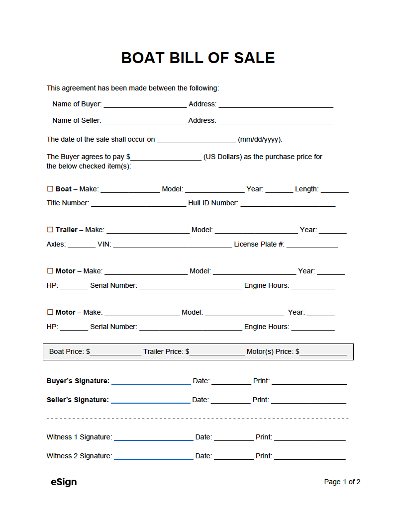 Free Boat Vessel Bill Of Sale Template PDF Word Free Boat Vessel Bill Of Sale Template PDF Word