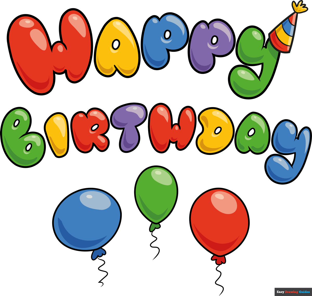 How To Draw Happy Birthday In Bubble Letters Really Easy Drawing Tutorial How To Draw Happy Birthday In Bubble Letters Really Easy Drawing Tutorial