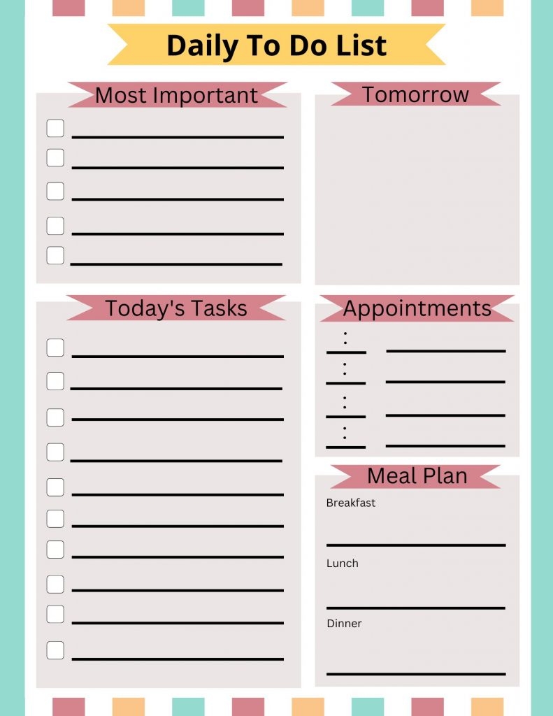 free printable task list
