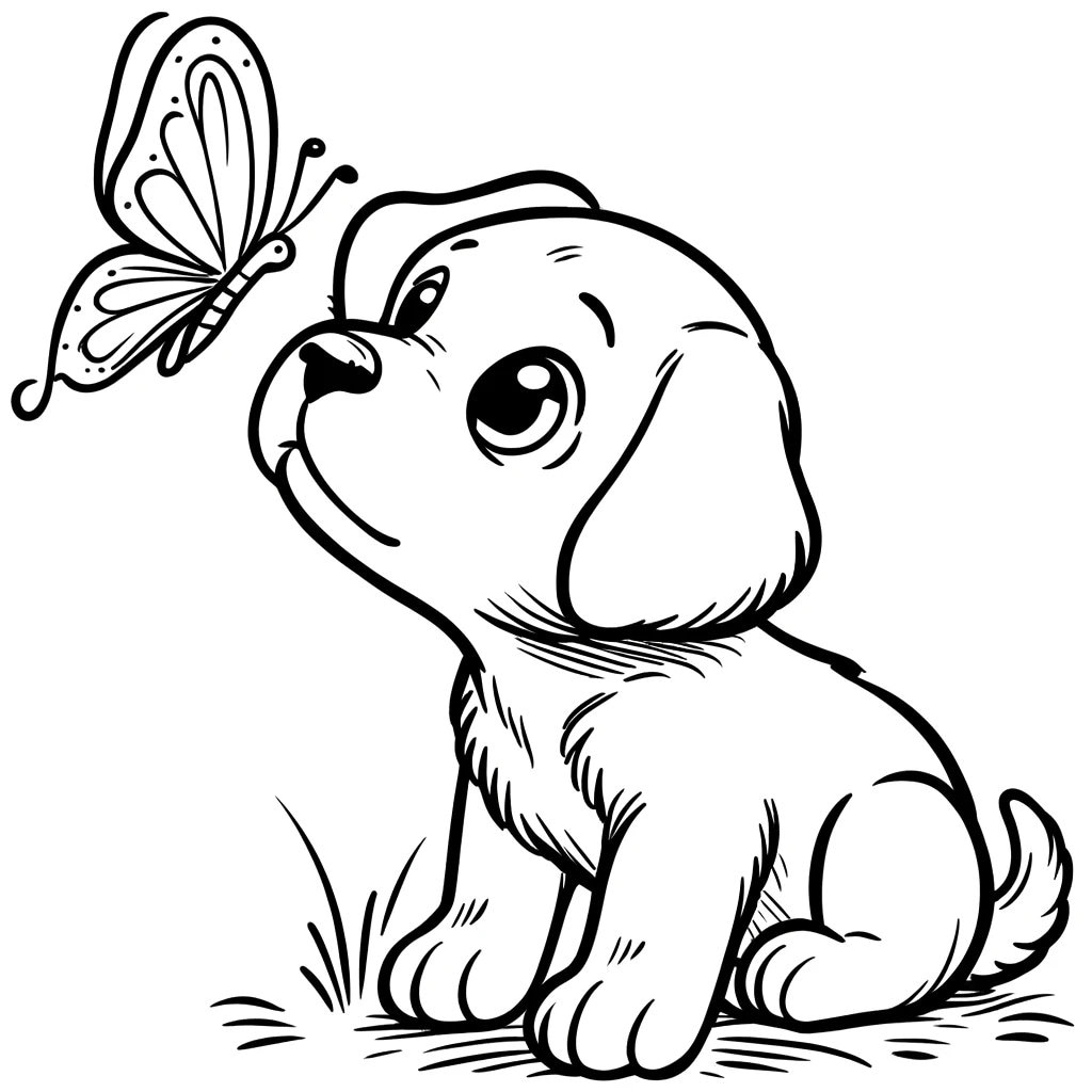 Picture Of A Puppy To Color