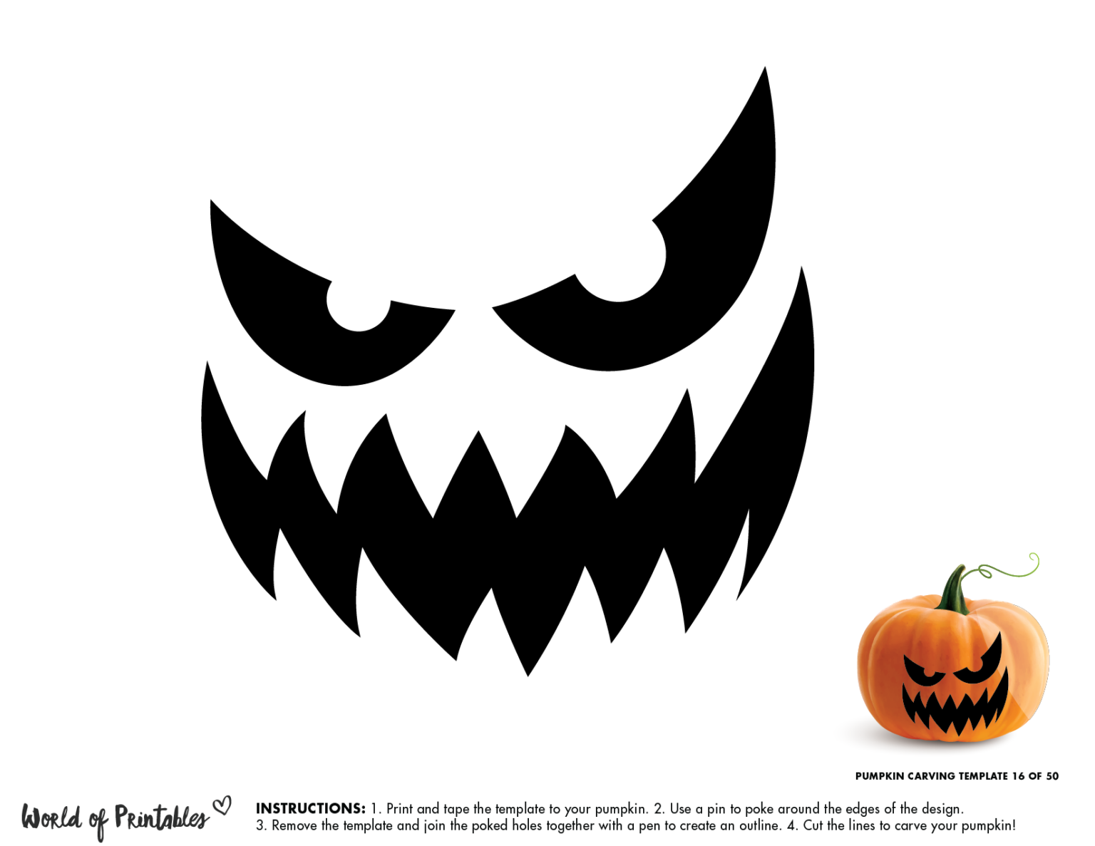 scary pumpkin face stencil