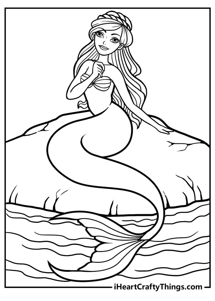 mermaid color pages free