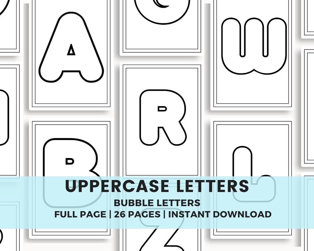 Alphabet Uppercase Bubble Letters Printable Individual Letters A Z Education Resources Homeschool Craft Coloring Download A4 US Sizes Bonus Etsy Alphabet Uppercase Bubble Letters Printable Individual Letters A Z Education Resources Homeschool Craft Coloring Download A4 US Sizes Bonus Etsy