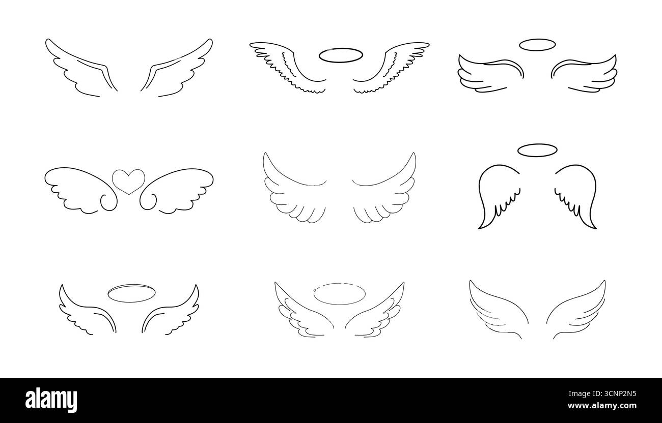 easy outline angel wings
