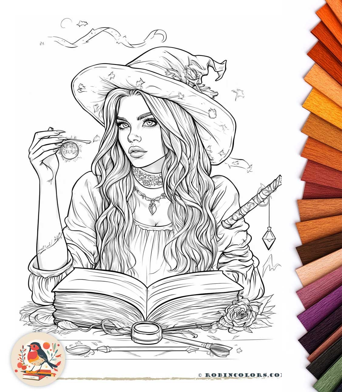 Beautiful Witch Coloring Pages For Magical Relaxation Robin Colors