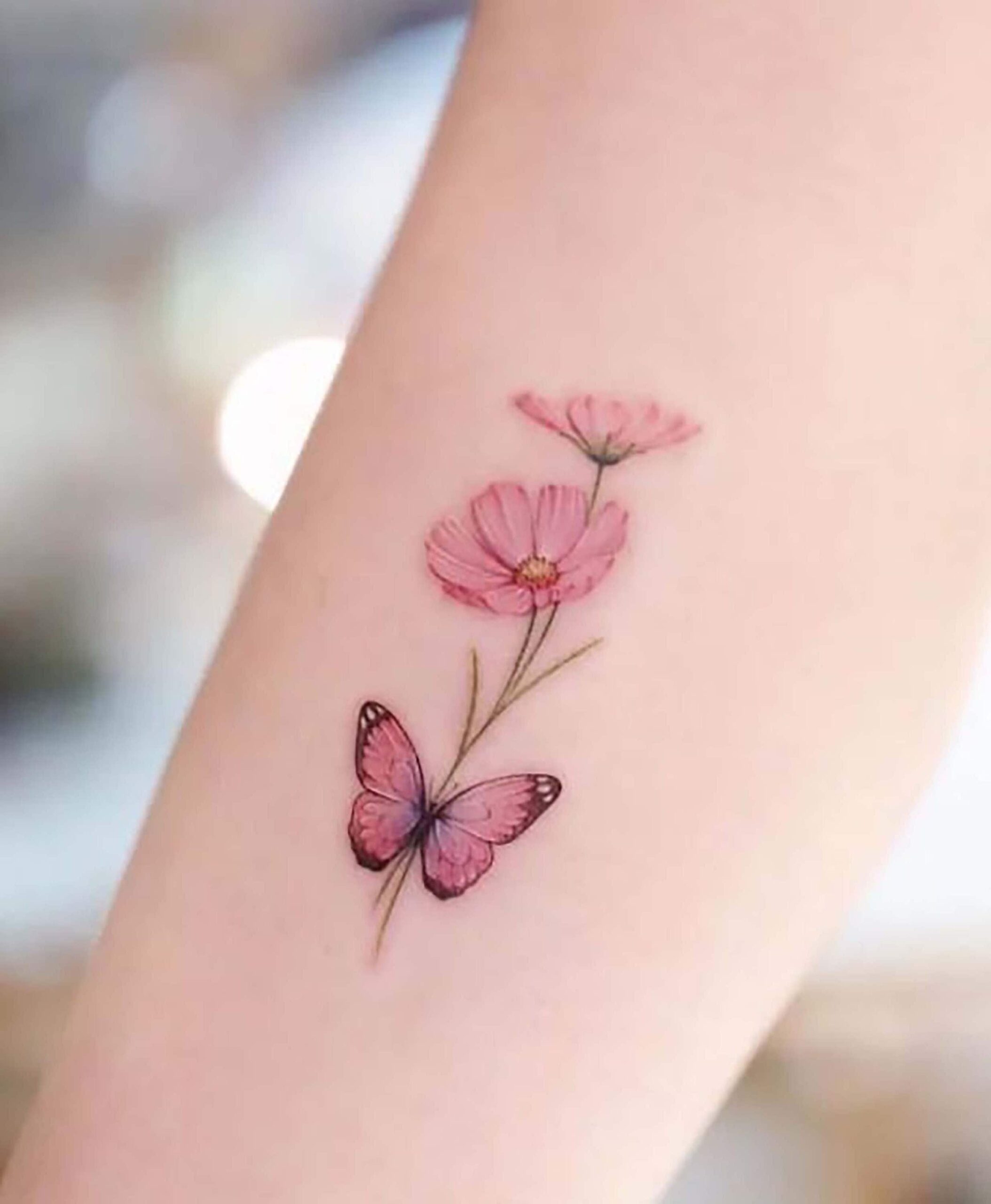 Butterfly And Flower Temporary Tattoo Floral Butterfly Girly Tattoos Colorful Butterflies Etsy Israel