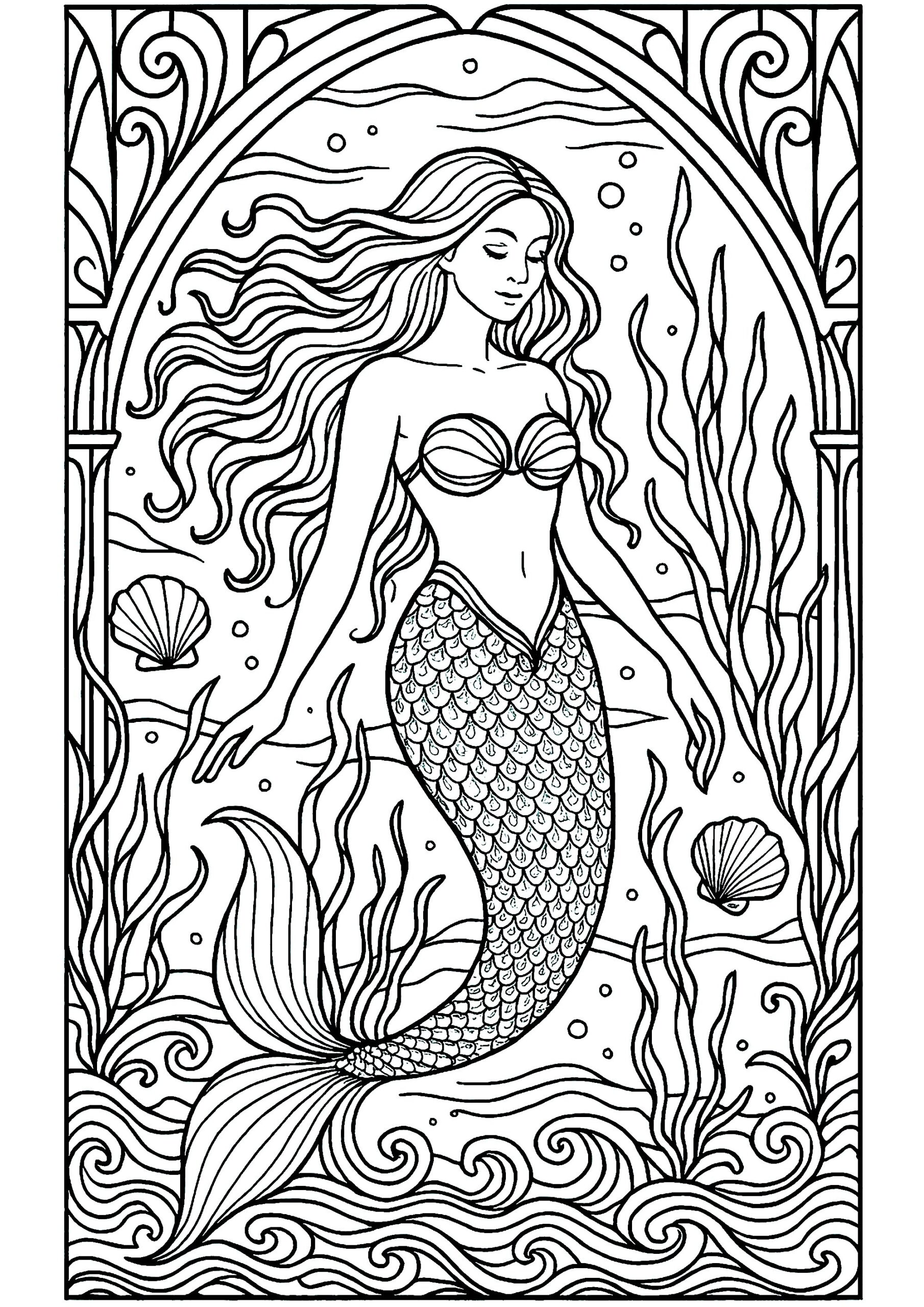 print mermaid coloring pages