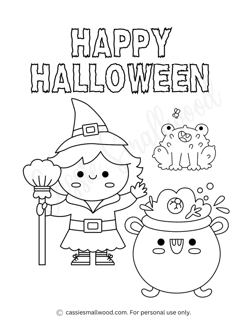 CUTE Halloween Witch Coloring Pages Cassie Smallwood